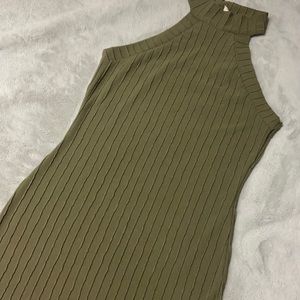 Olive green, knit dress
